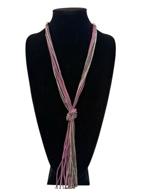 Purple Suede Multi-Strand Knot Boho Festival Necklace | NWOT
